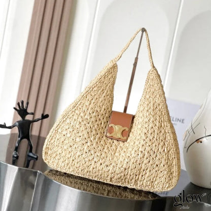 C­eli­ne - Classic Panier Cabas Triangle Raffia Calfskin