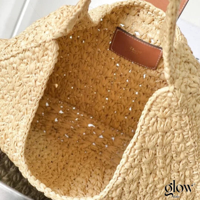 C­eli­ne - Classic Panier Cabas Triangle Raffia Calfskin