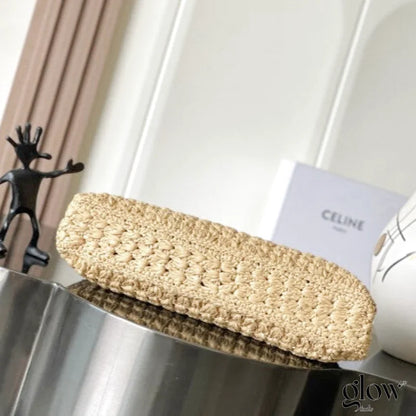 C­eli­ne - Classic Panier Cabas Triangle Raffia Calfskin