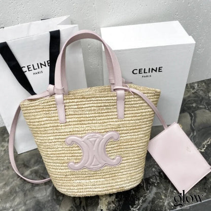 Céline - Classic Panier petit modèle Souple Raphia et veau