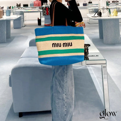 Miumiu - Raffia-effect woven tote bag